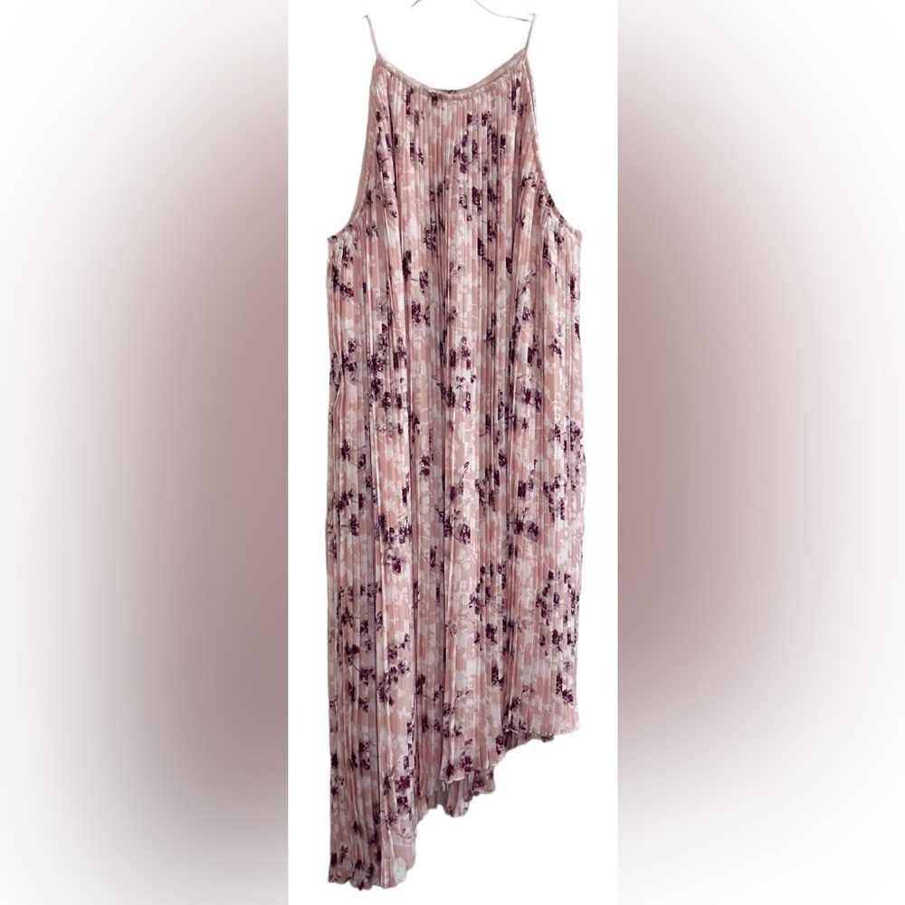 NORDSTROM VERO MODA Halter Pleated Asymmetrical Floral Maxi Dress In Lotus✨NWT✨